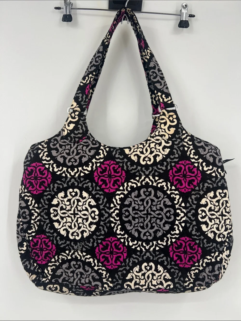 Vera Bradley Black Cream & Magenta Quilted Tote